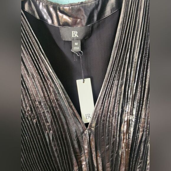 Banana Republic Metallic Pleated Women's Top - Silver Black New With Tags - Picture 5 of 14